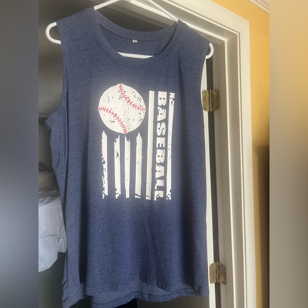 Blue Baseball Graphic Tank Top